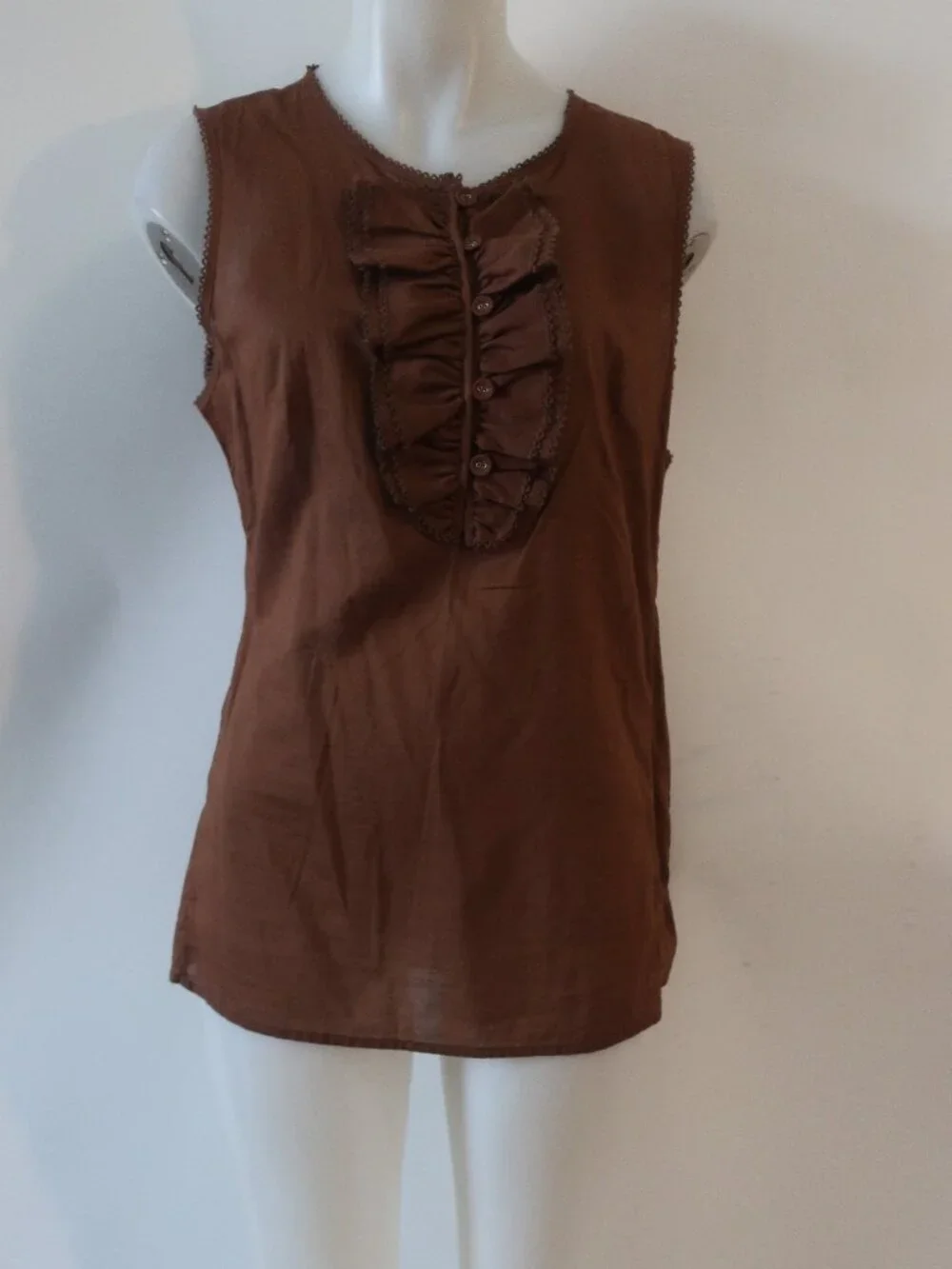 NWT Women Tori Burch Brown (Item- 17) Cotton Sleeveless Rachel Top 12